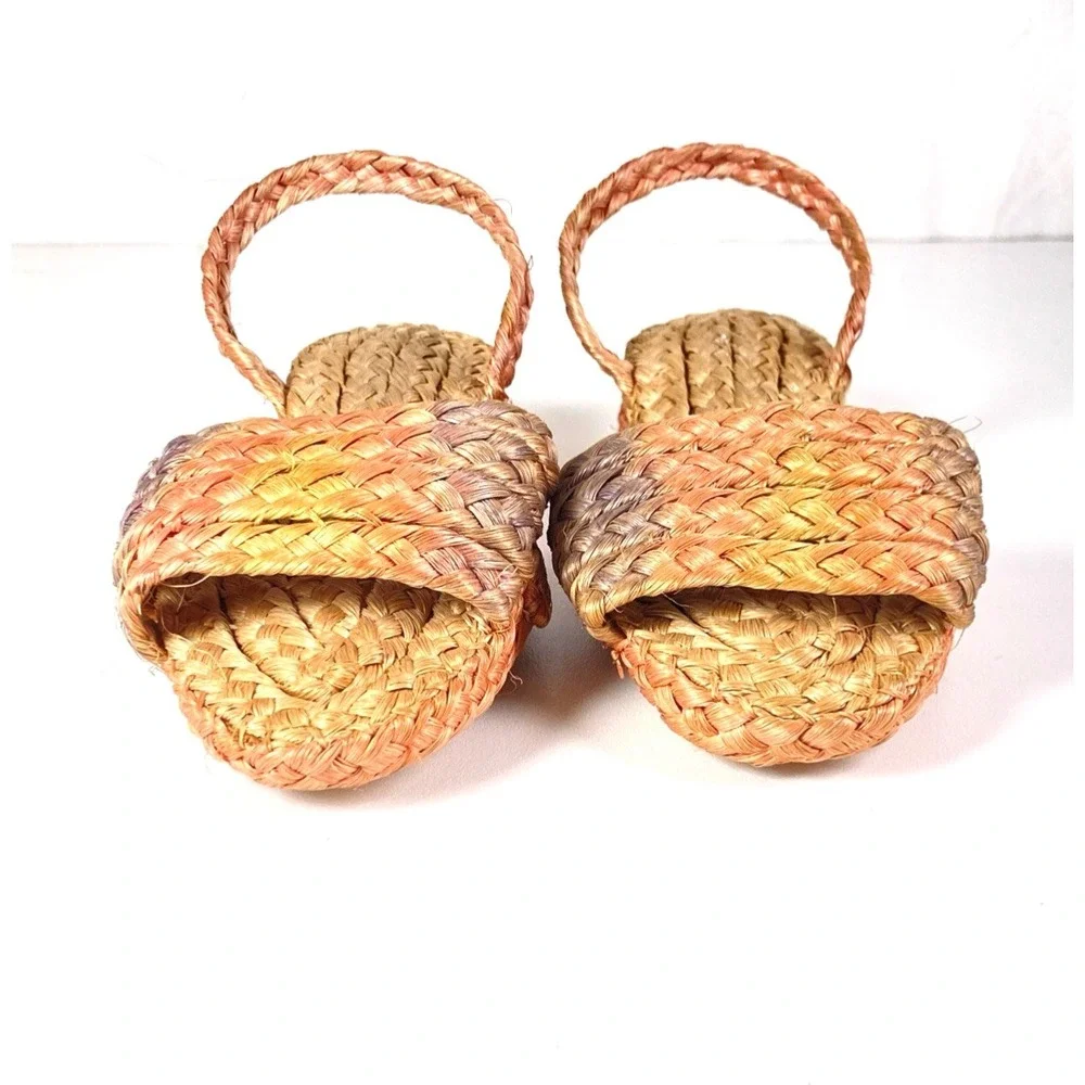 Raffia Hand Woven Straw Resortwear Handmade Island Luau Wedding Sandals Girls 8